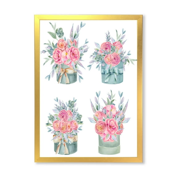 Designart 'Bouquets Collection of Pink Roses' Farmhouse Framed Art Print