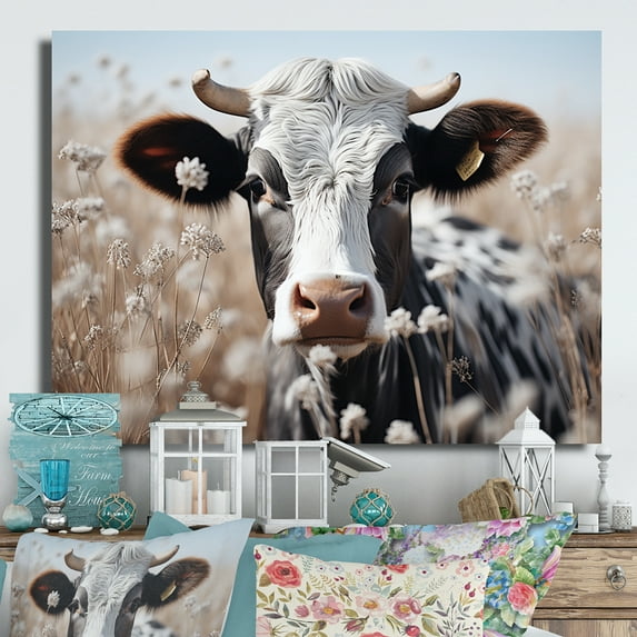 Designart "Bovine Bloom Pasture" Animals Metal Art Print