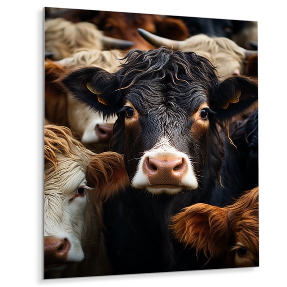Designart "Bovine Majesty" Animals Metal Art Living Room