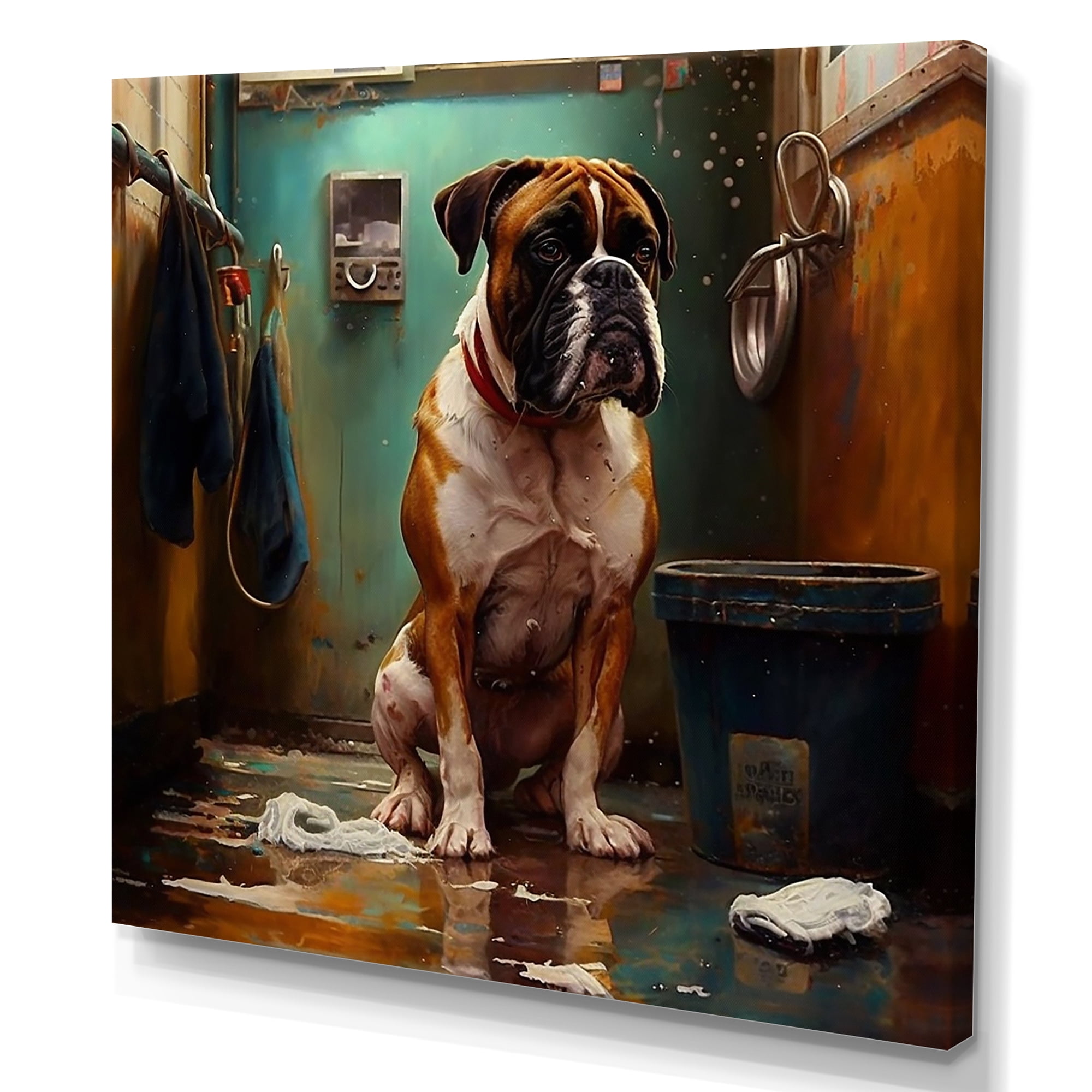 Designart Boxer Dog Don T Like Cleaning I Canvas Wall Art