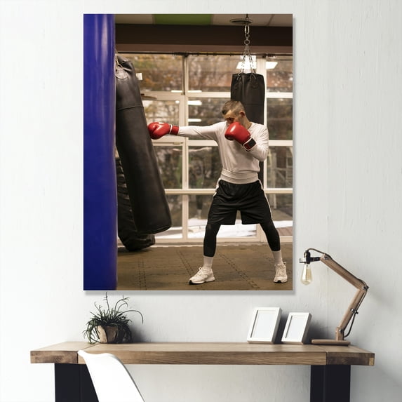 Designart "Boxer'S Punching Bag Workout" Boxing Wall Decor