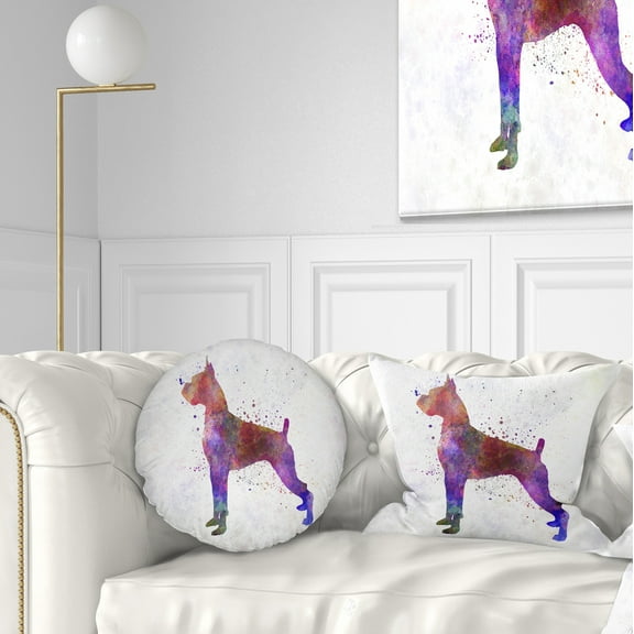 Designart Boxer in Watercolor - Animal Throw Pillow - 12x20
