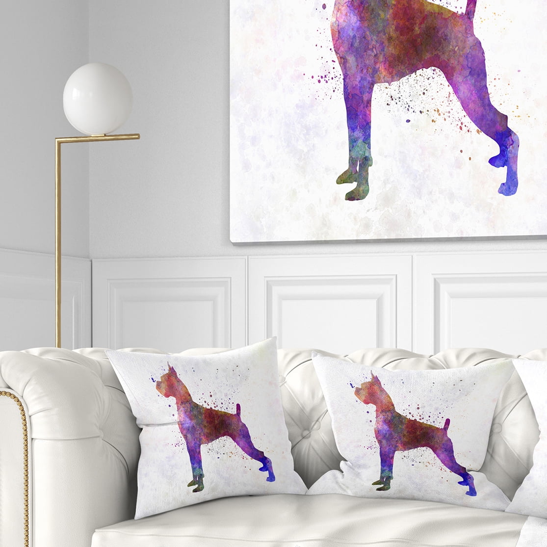 Designart Boxer in Watercolor - Animal Throw Pillow - 16x16