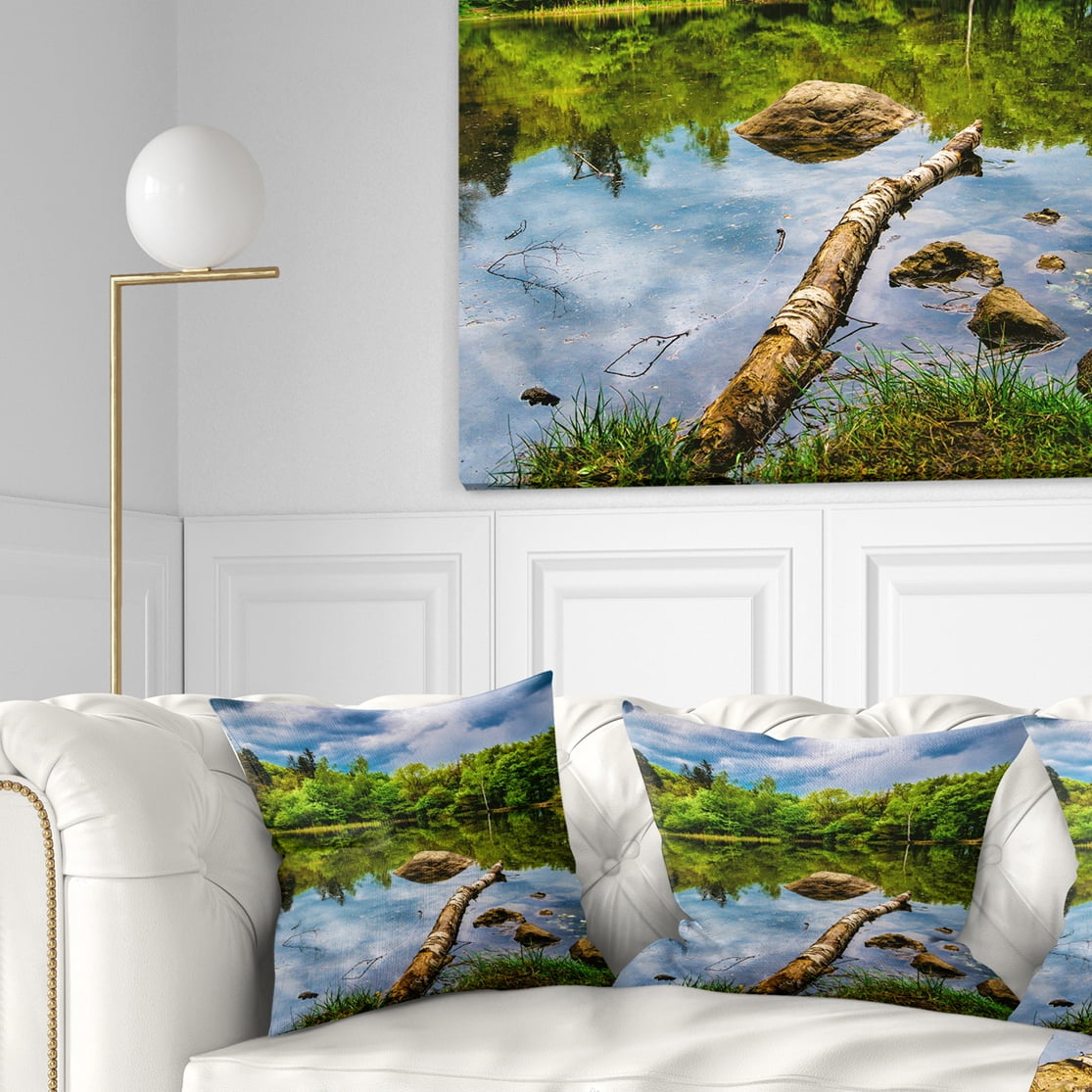 Designart Boyana Lake in Sofia Bulgaria - Landscape Printed Throw Pillow - 16x16