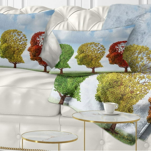 Designart Brain Aging - Abstract Throw Pillow - 12x20