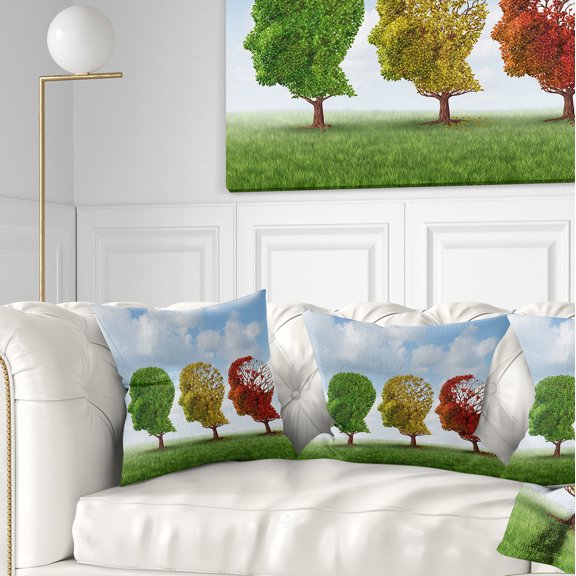 Designart Brain Aging - Abstract Throw Pillow - 18x18