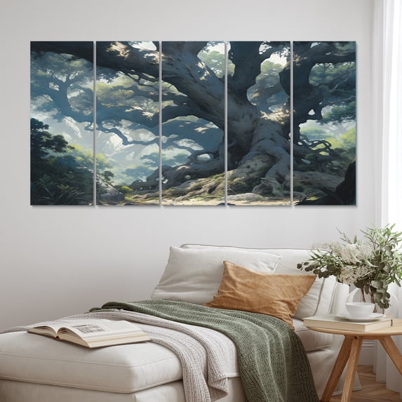 Designart "Brances Canopies beauty II" Landscape Trees Metal Wall Art Set