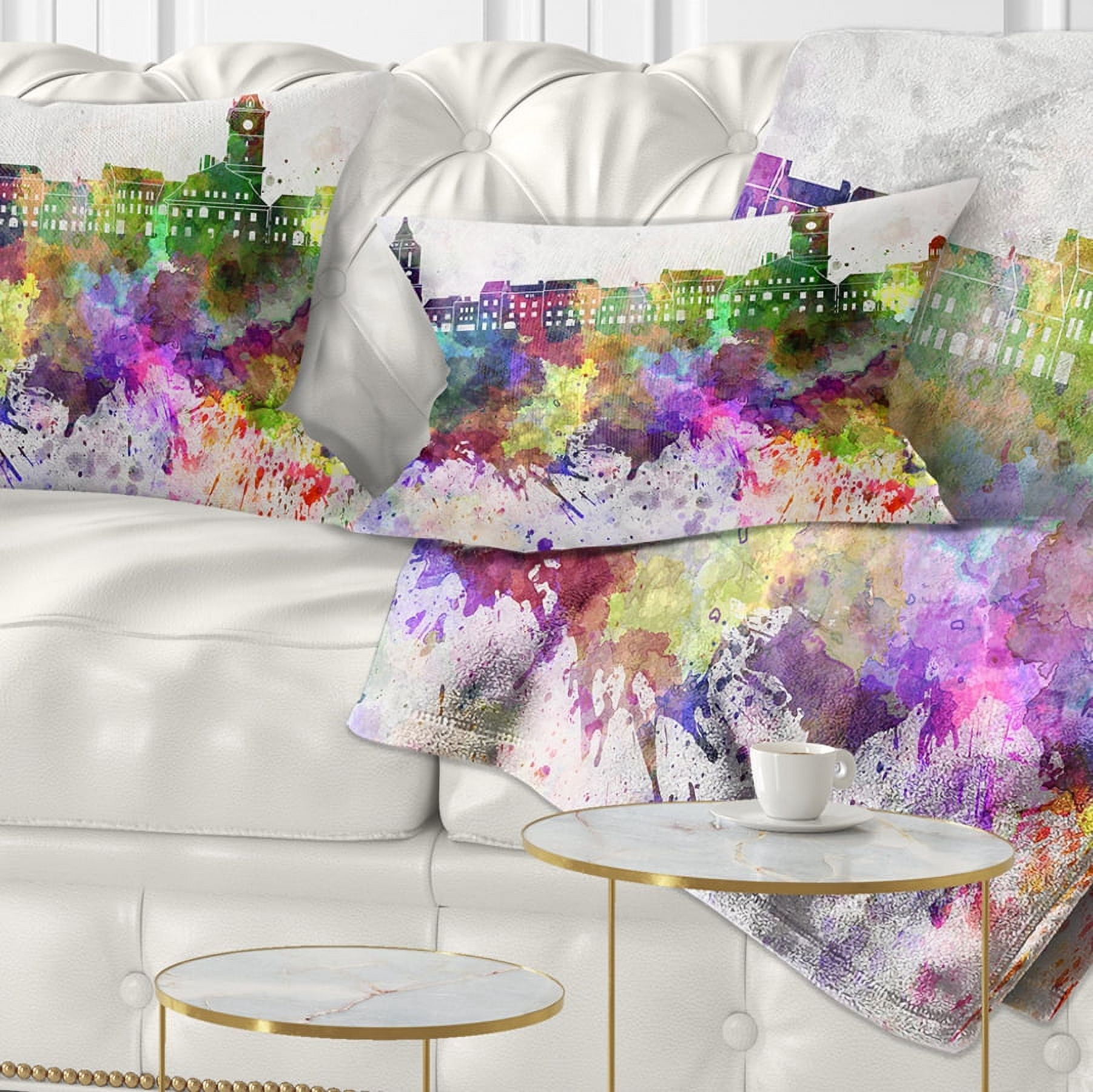 Designart Brasov Skyline - Cityscape Throw Pillow - 12x20
