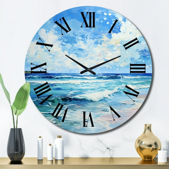 Designart "Breezy Beach Relaxation III" Nautical & Beach Oversized Wall Clock