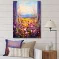thumbnail image 1 of Designart "Breezy View of Floral Windows in Pink and Yellow III" Landscapes Canvas Wall Art - Traditional Pink Meadow Entryway Wall Art, 1 of 6