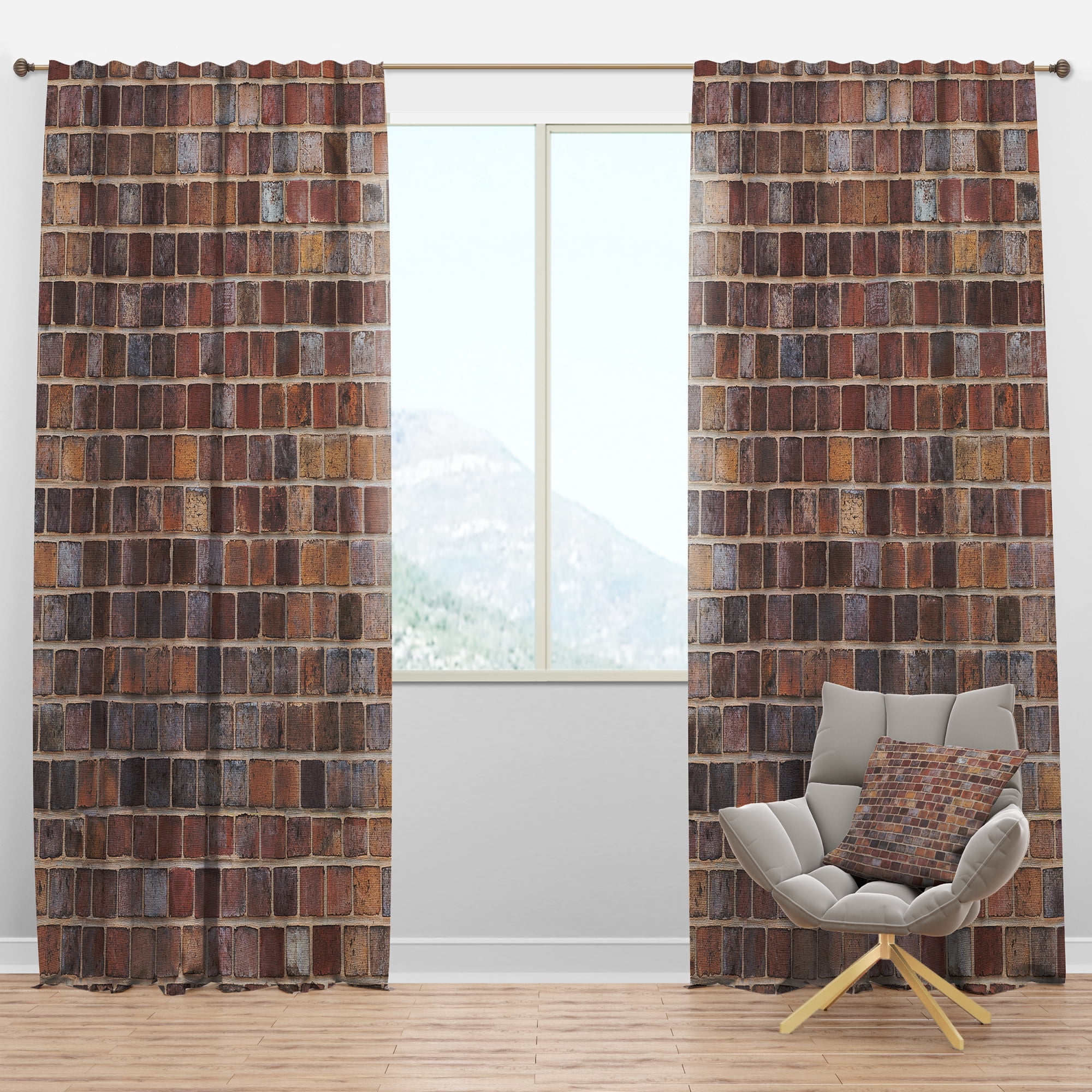 Designart 'Brick Wall Pattern' Modern & Contemporary Blackout Curtain Panel