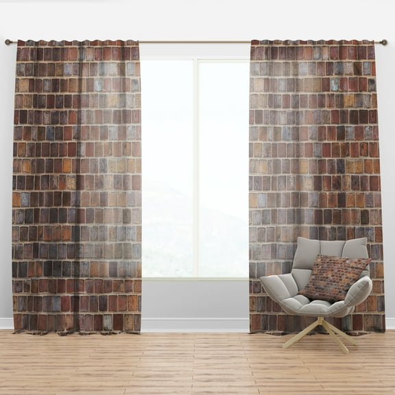 Designart 'Brick Wall Pattern' Modern & Contemporary Curtain Panel