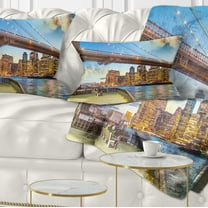 Designart Bridge Park Brooklyn - Cityscape Photography Throw Pillow - 12x20