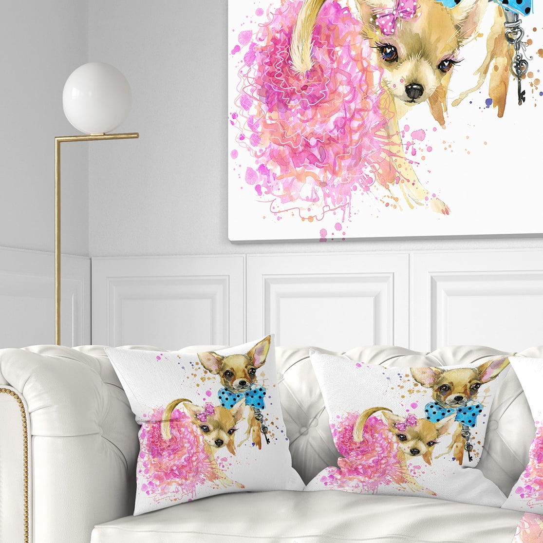 Designart Bridge and Groom Dog Illustration - Animal Throw Pillow - 18x18