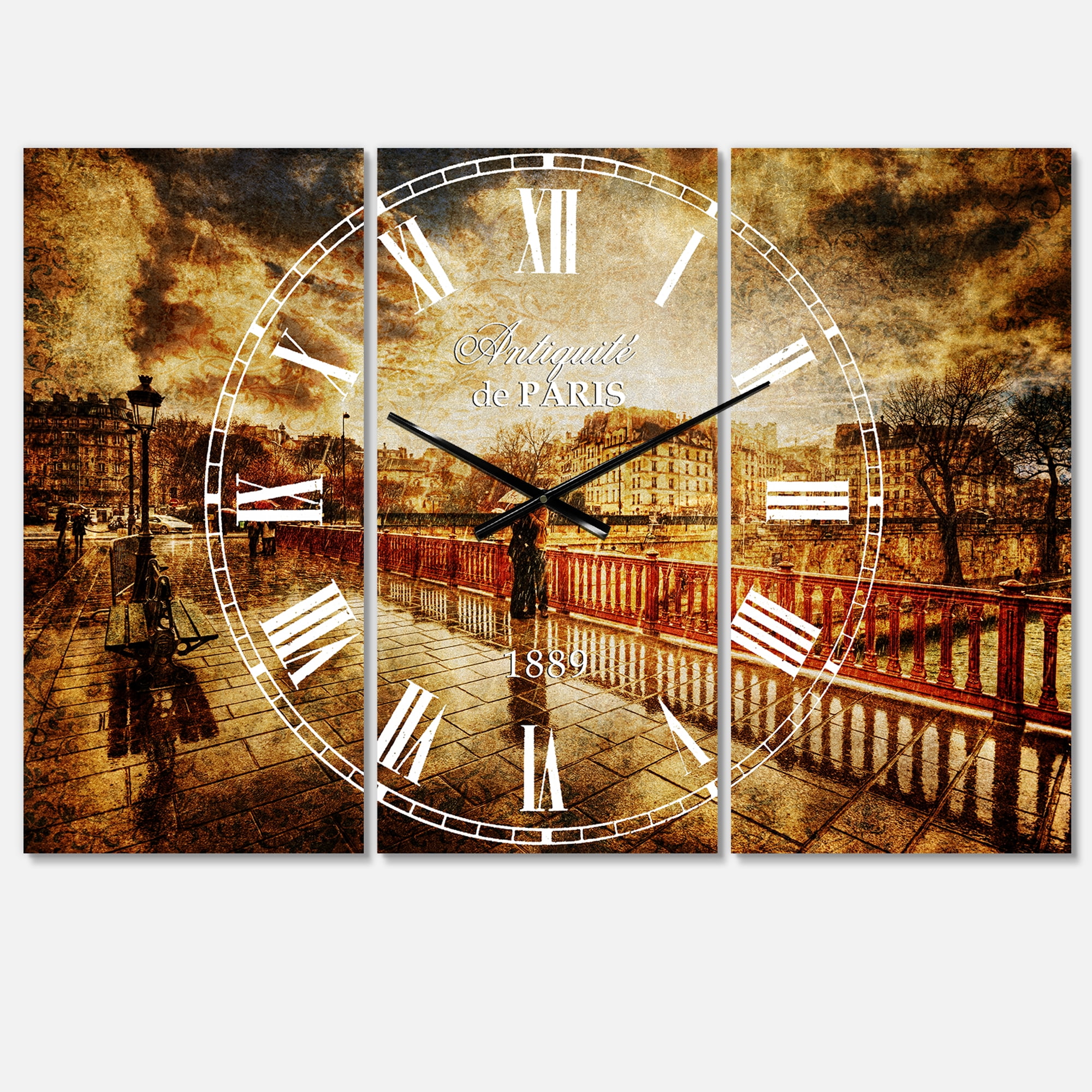 Designart 'Bridge in Rain' Mediterranean Wall Clock