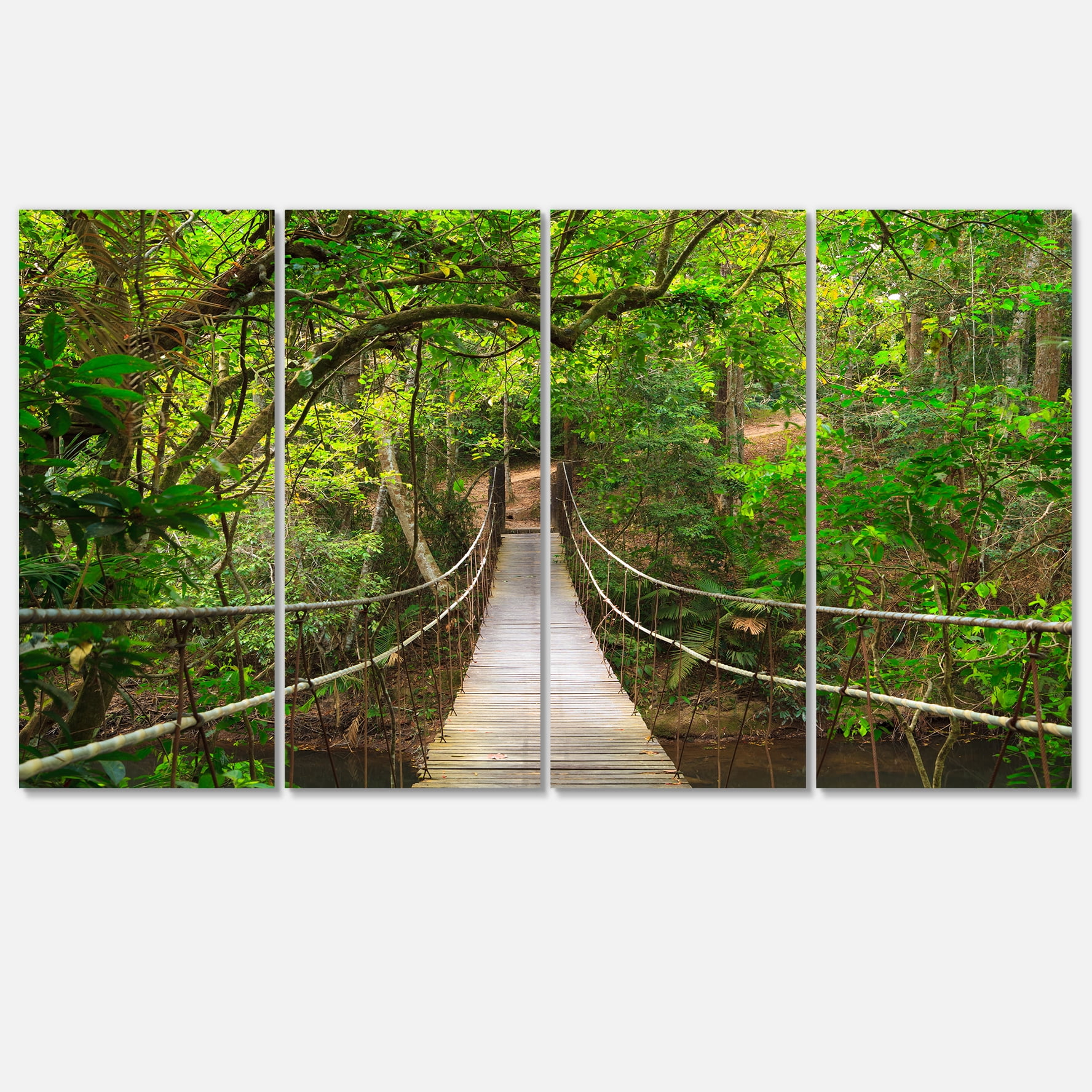 Designart 'Bridge to Jungle Thailand ' Landscape Photo Canvas Art Print
