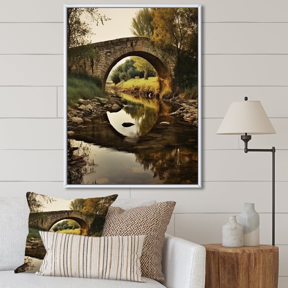 Designart "Bridges Minimalism Scenery IV" Bridges Floater Framed Wall Decor