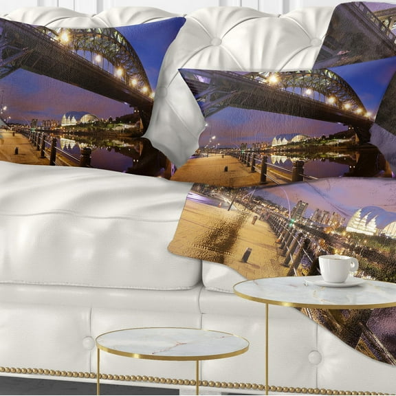 Designart Bridges over River Tyne Newcastle - Cityscape Throw Pillow - 12x20