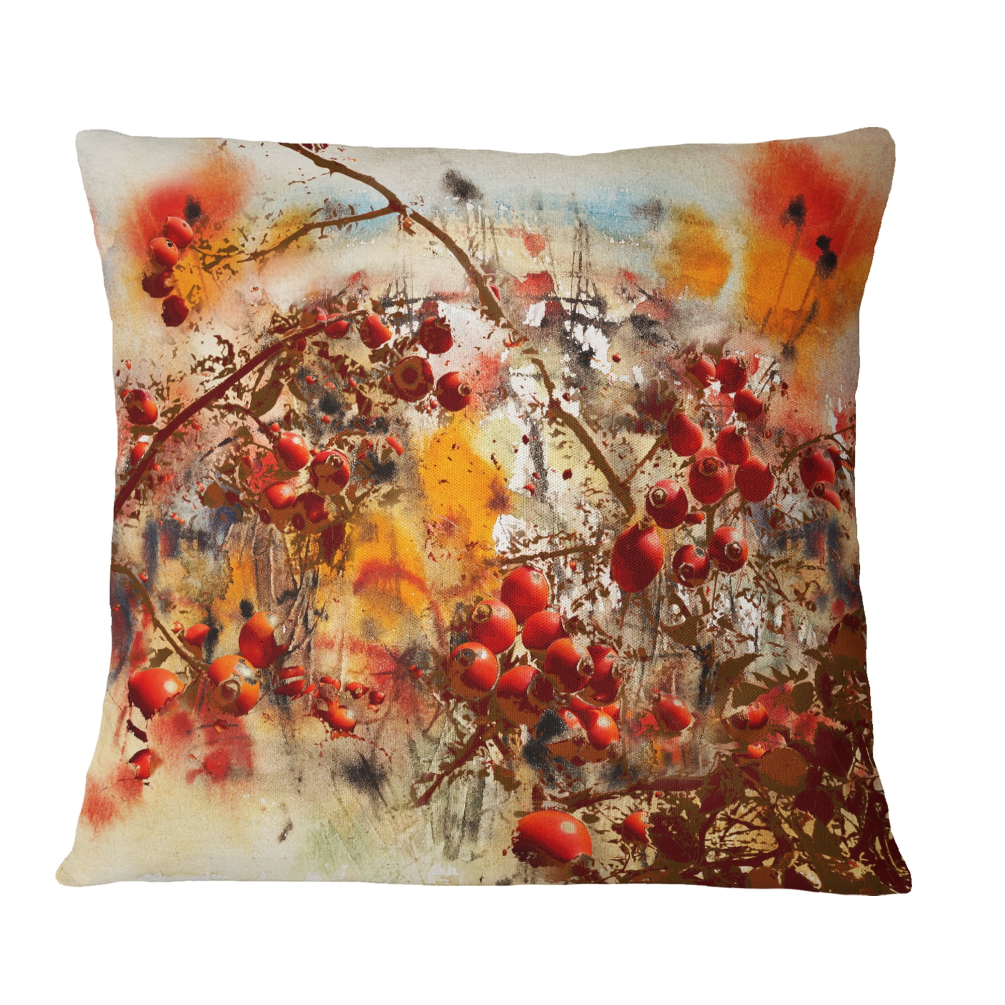 Designart Brier Rose Abstract Background - Floral Throw Pillow - 18x18
