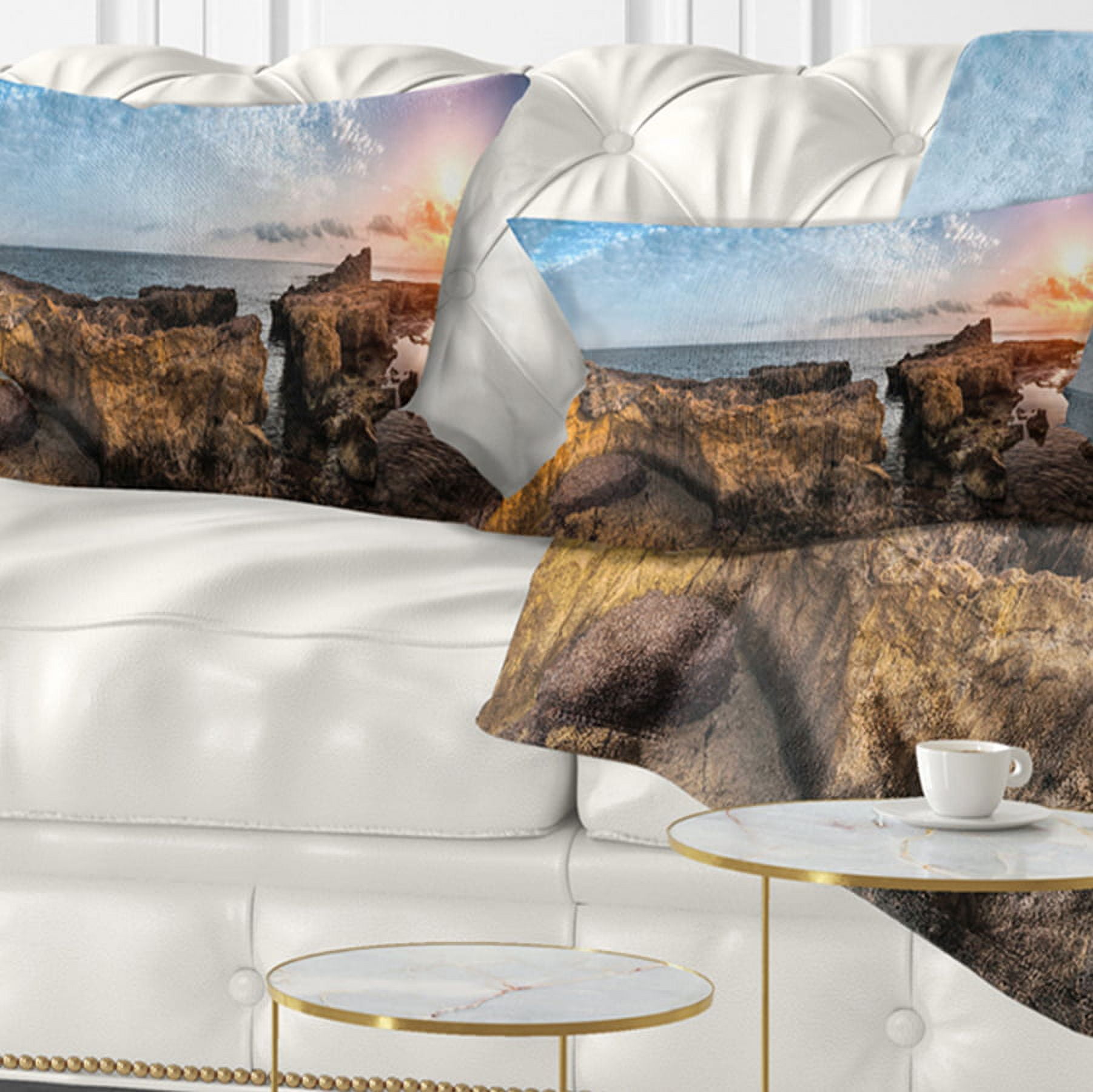 Designart Bright African Seashore Panorama - Oversized Beach Throw Pillow - 12x20