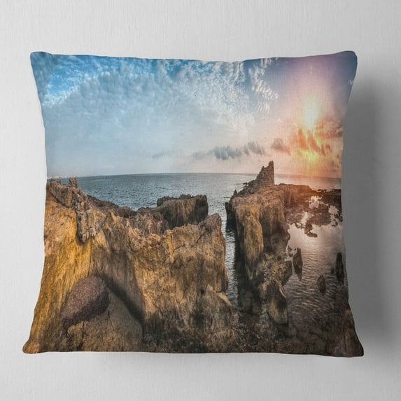Designart Bright African Seashore Panorama - Oversized Beach Throw Pillow - 16x16