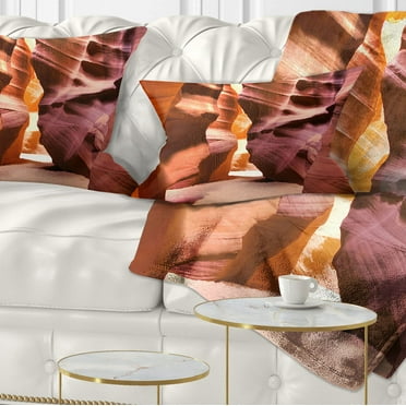 Designart Bright Antelope Canyon - Landscape Photo Throw Pillow - 12x20