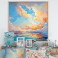 thumbnail image 1 of Designart "Bright Aqua Clouds Fluid Art" Clouds Floater Framed Wall Decor, 1 of 5