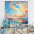 thumbnail image 1 of Designart "Bright Aqua Clouds Fluid Art" Clouds Floater Framed Wall Decor, 1 of 5