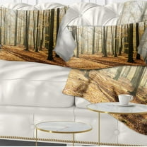 Designart Bright Autumn Day in Thick Forest - Modern Forest Throw Pillow - 12x20