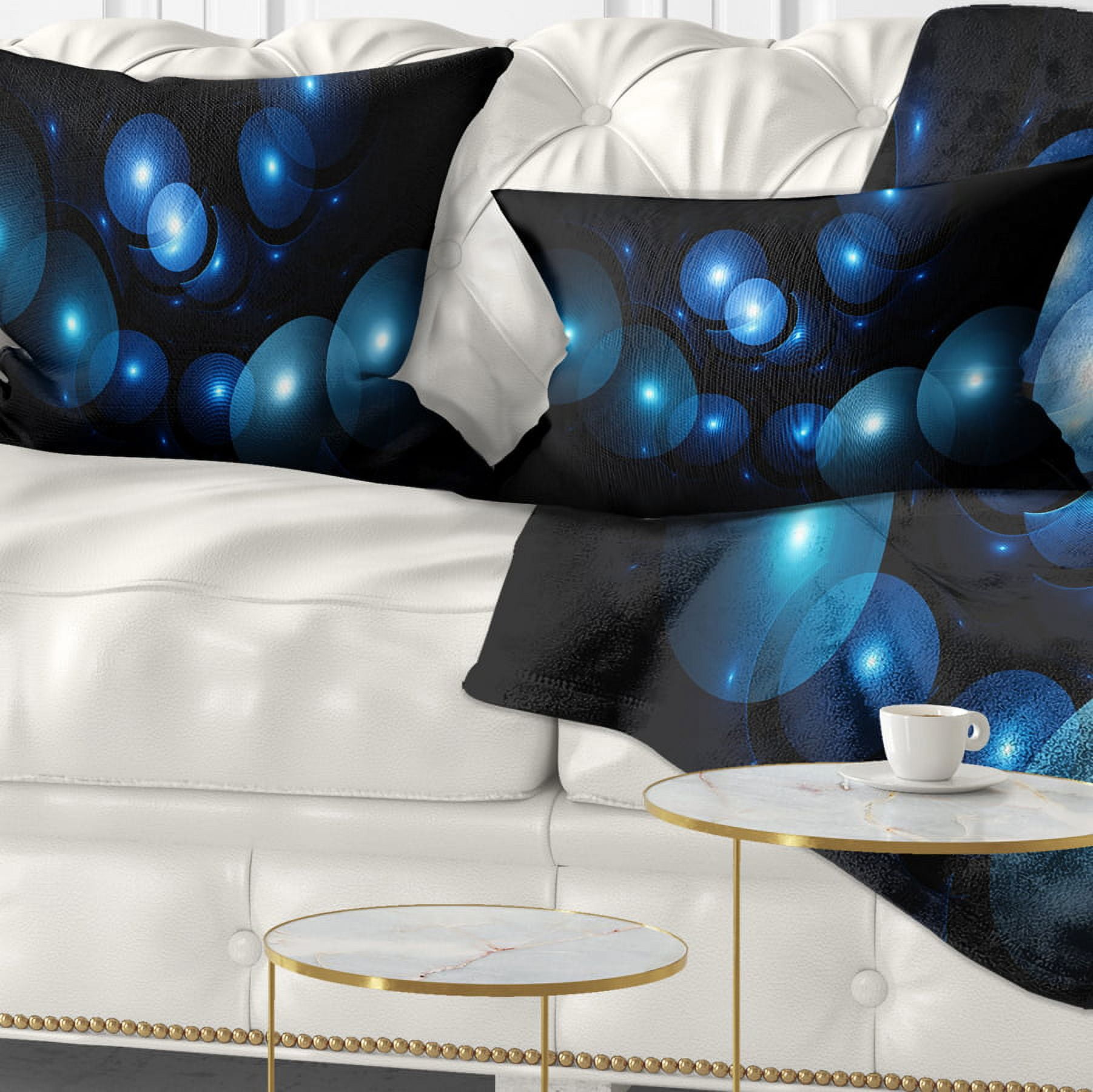 Designart Bright Blue 3D Surreal Circles - Abstract Throw Pillow - 12x20
