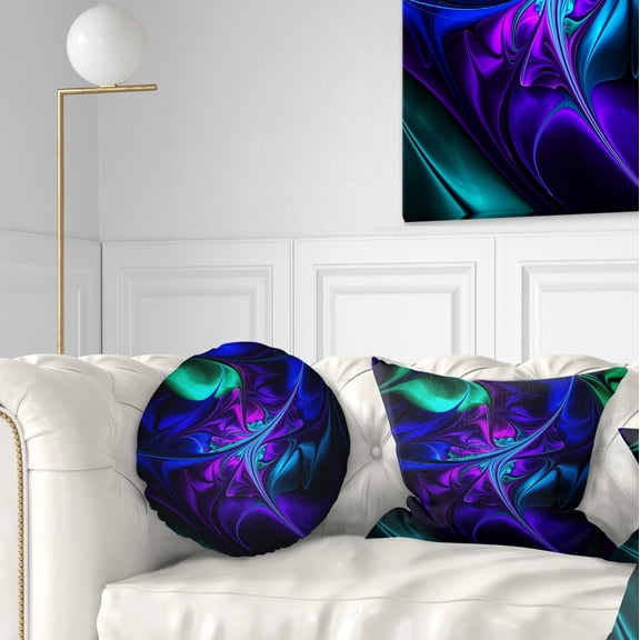 Designart Bright Blue Abstract Floral Shapes - Floral Throw Pillow - 12x20