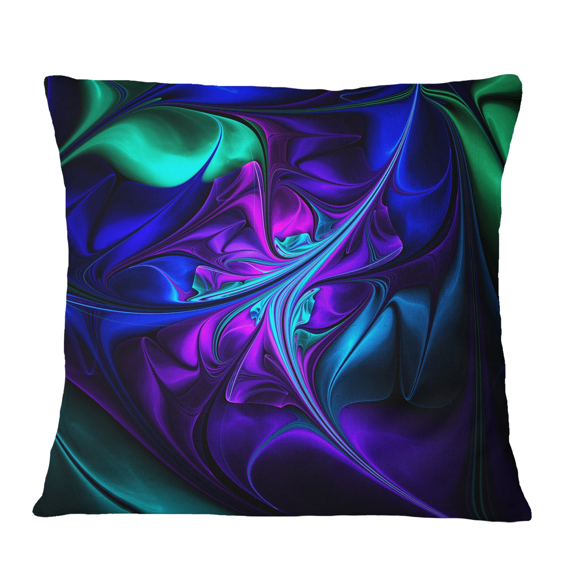 Designart Bright Blue Abstract Floral Shapes - Floral Throw Pillow - 16x16