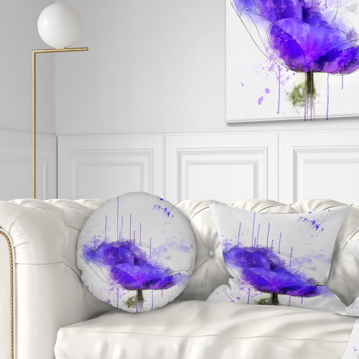 Designart Bright Blue Anemone Watercolor - Flowers Throw Pillowwork - 12x20