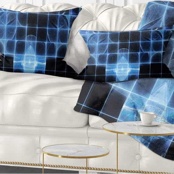 Designart Bright Blue Bat on Radar Screen - Abstract Throw Pillow - 12x20