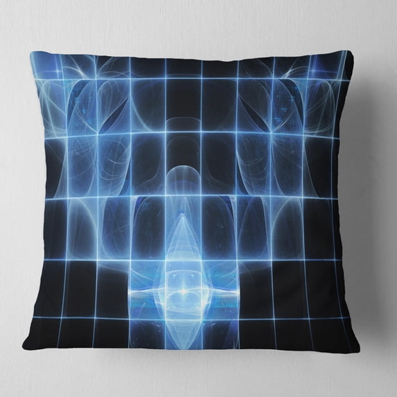 Designart Bright Blue Bat on Radar Screen - Abstract Throw Pillow - 18x18