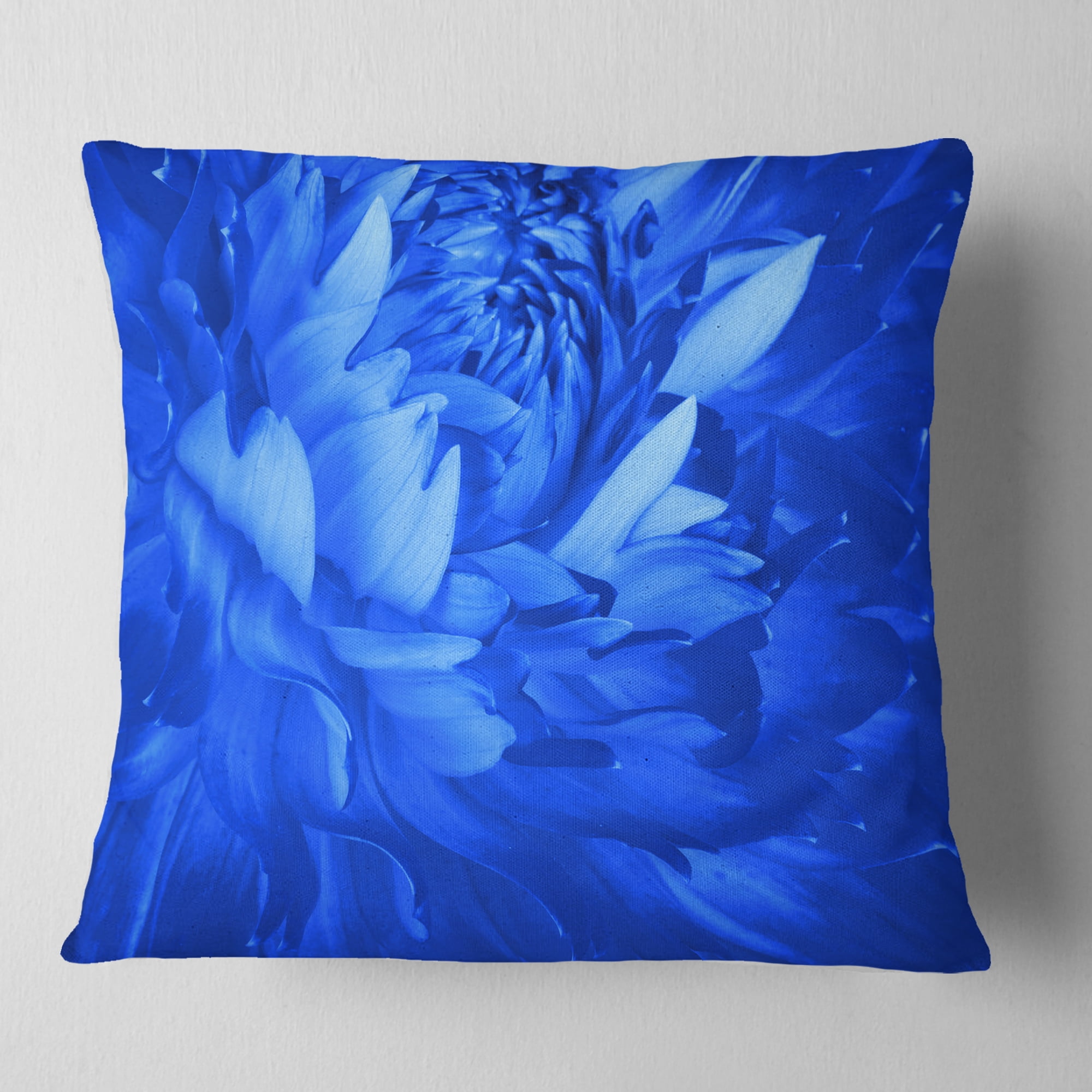 Designart Bright Blue Flower Petals - Floral Throw Pillow - 18x18