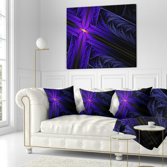 Designart Bright Blue Fractal Cross Design - Abstract Throw Pillow - 16x16