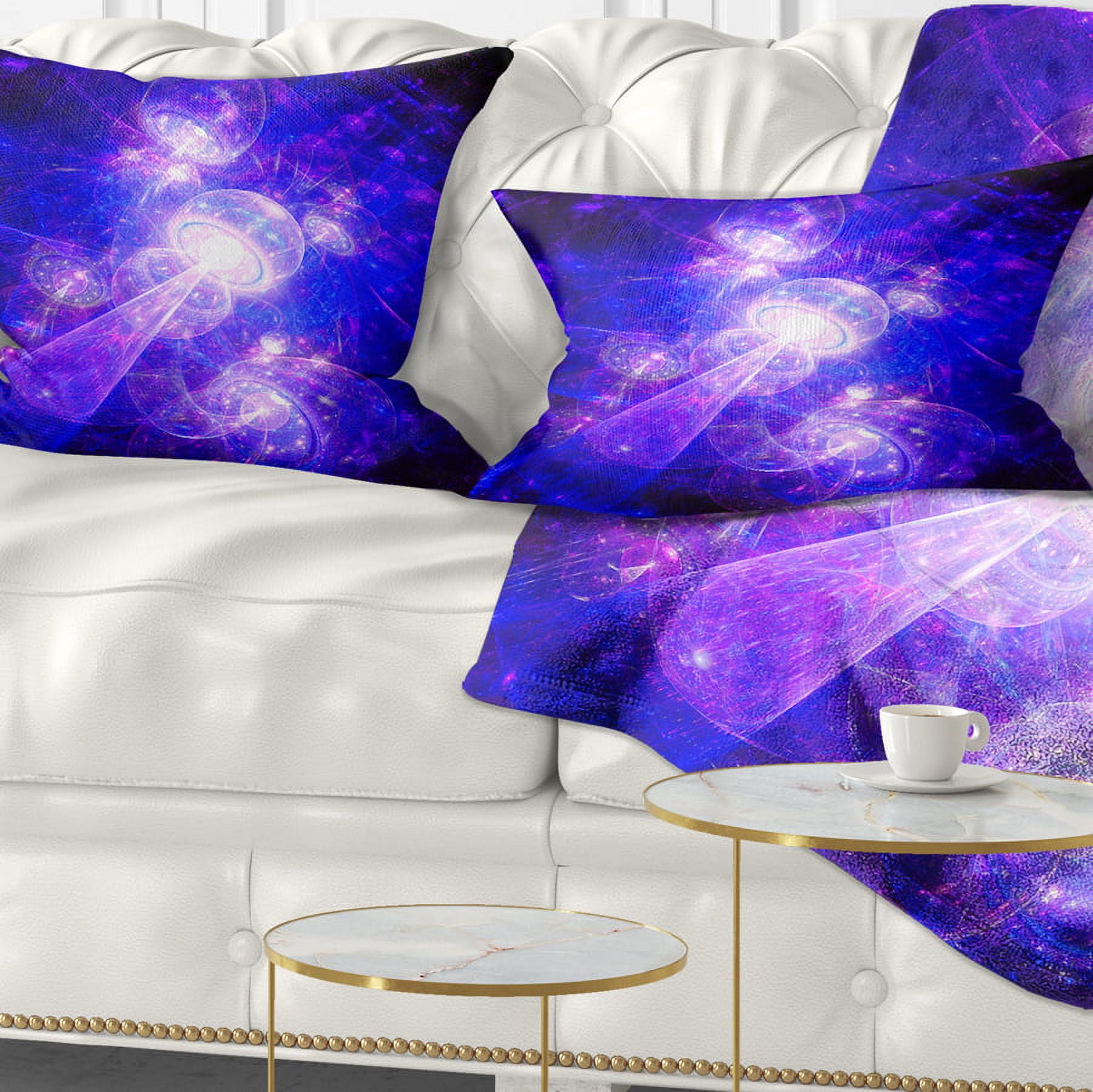 Designart Bright Blue Fractal Space Theme - Abstract Throw Pillow - 12x20