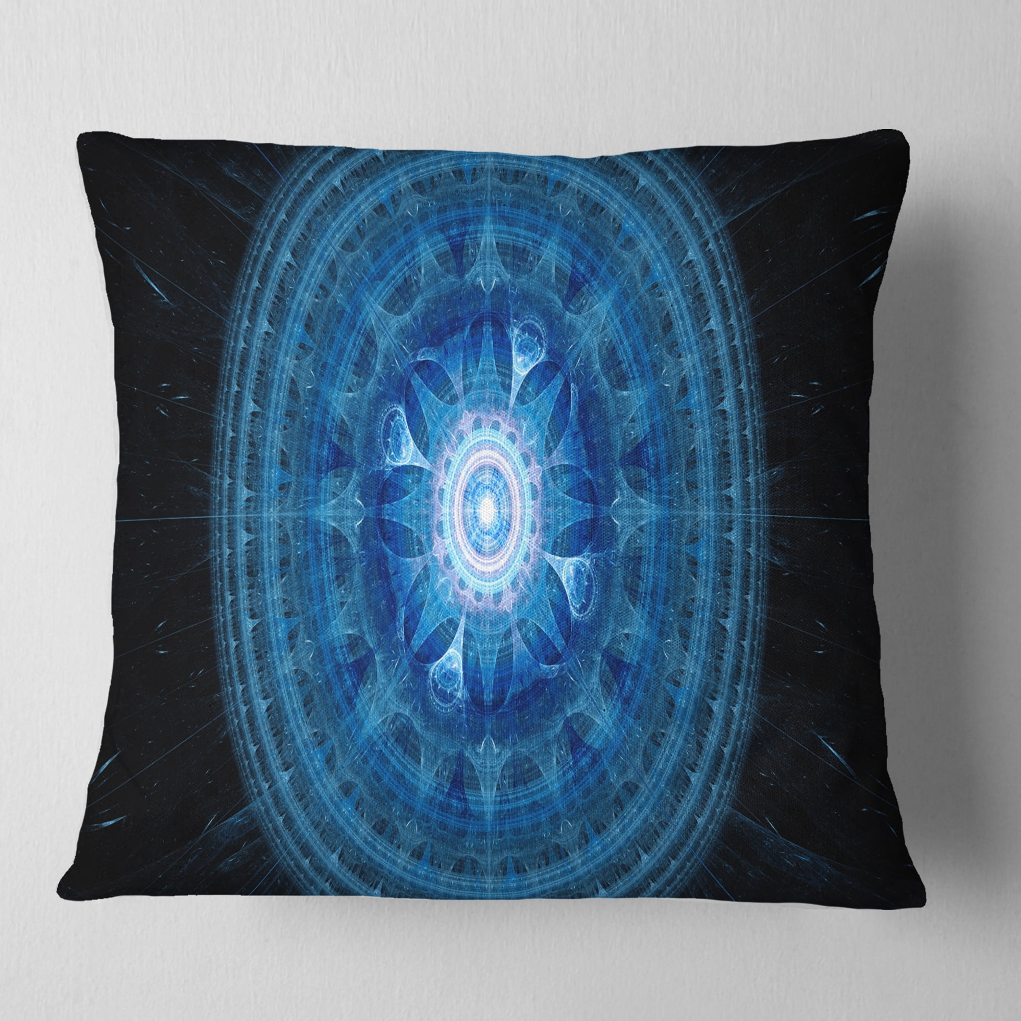 Designart Bright Blue Fractal Sphere - Abstract Throw Pillow - 16x16