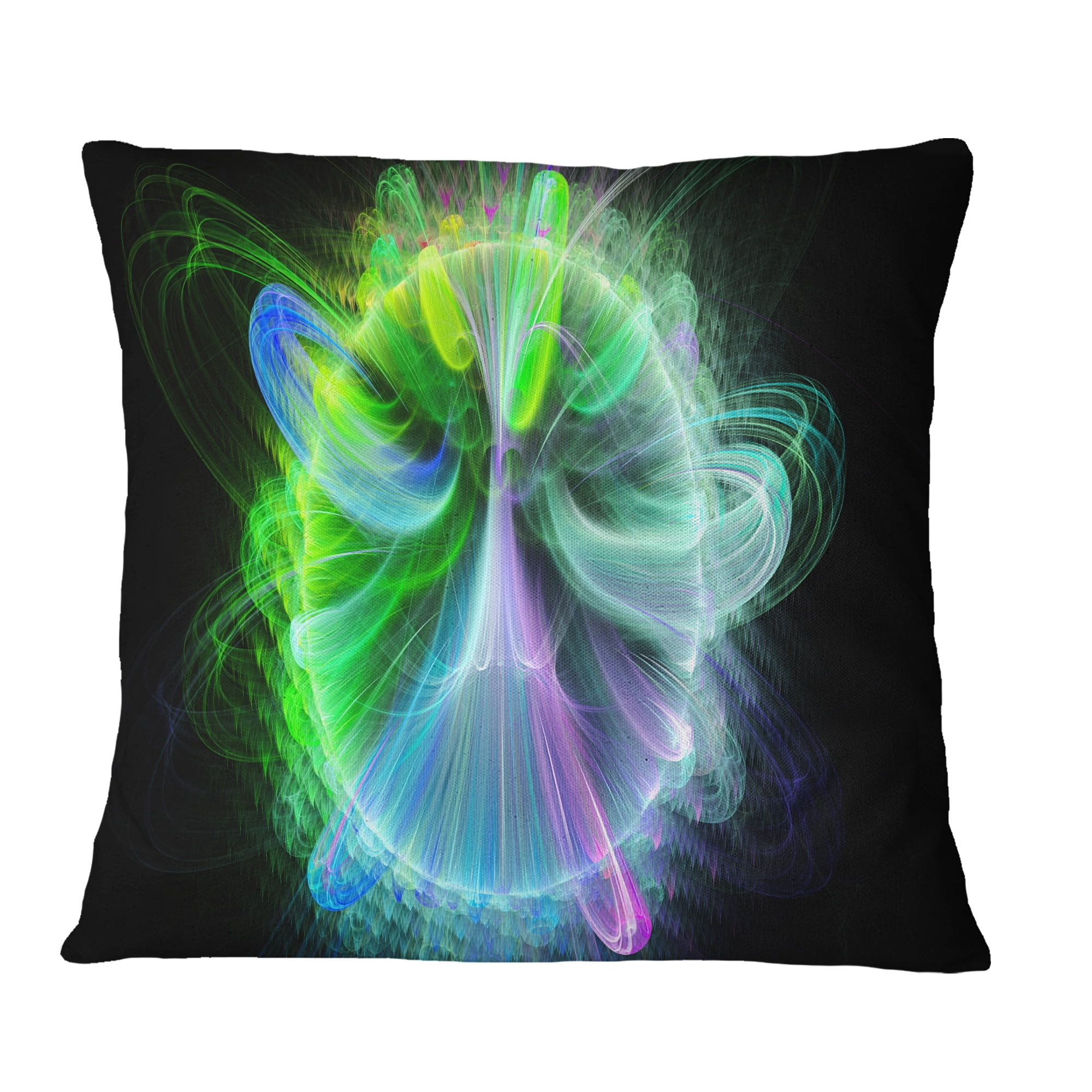 Designart Bright Blue Fractal Vortices of Energy - Floral Throw Pillow - 18x18