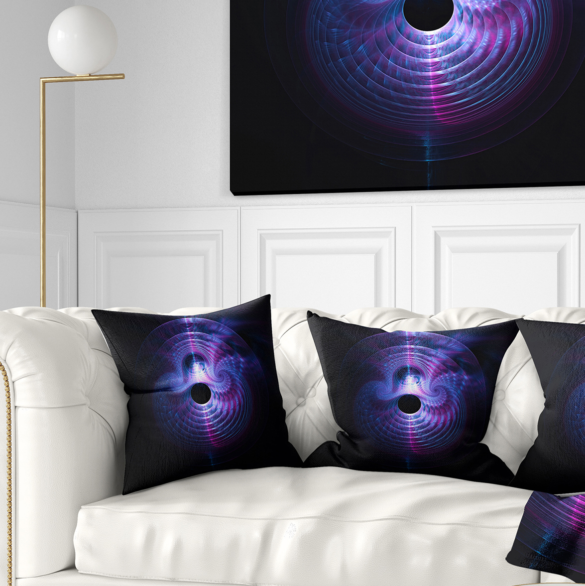 Designart Bright Blue Magical Lights - Abstract Throw Pillow - 18x18
