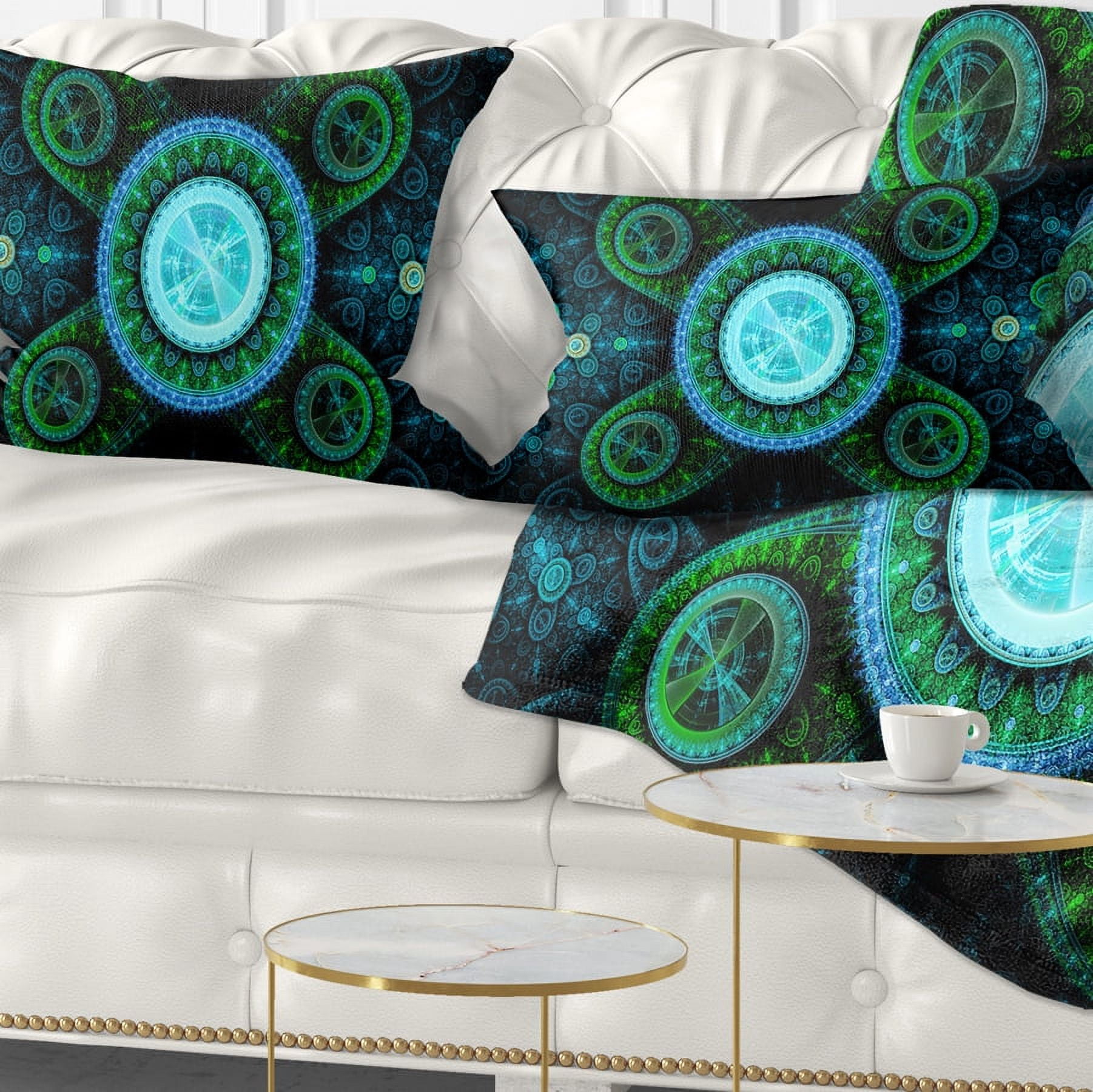 Designart Bright Blue Psychedelic Relaxing Art - Abstract Throw Pillow - 12x20