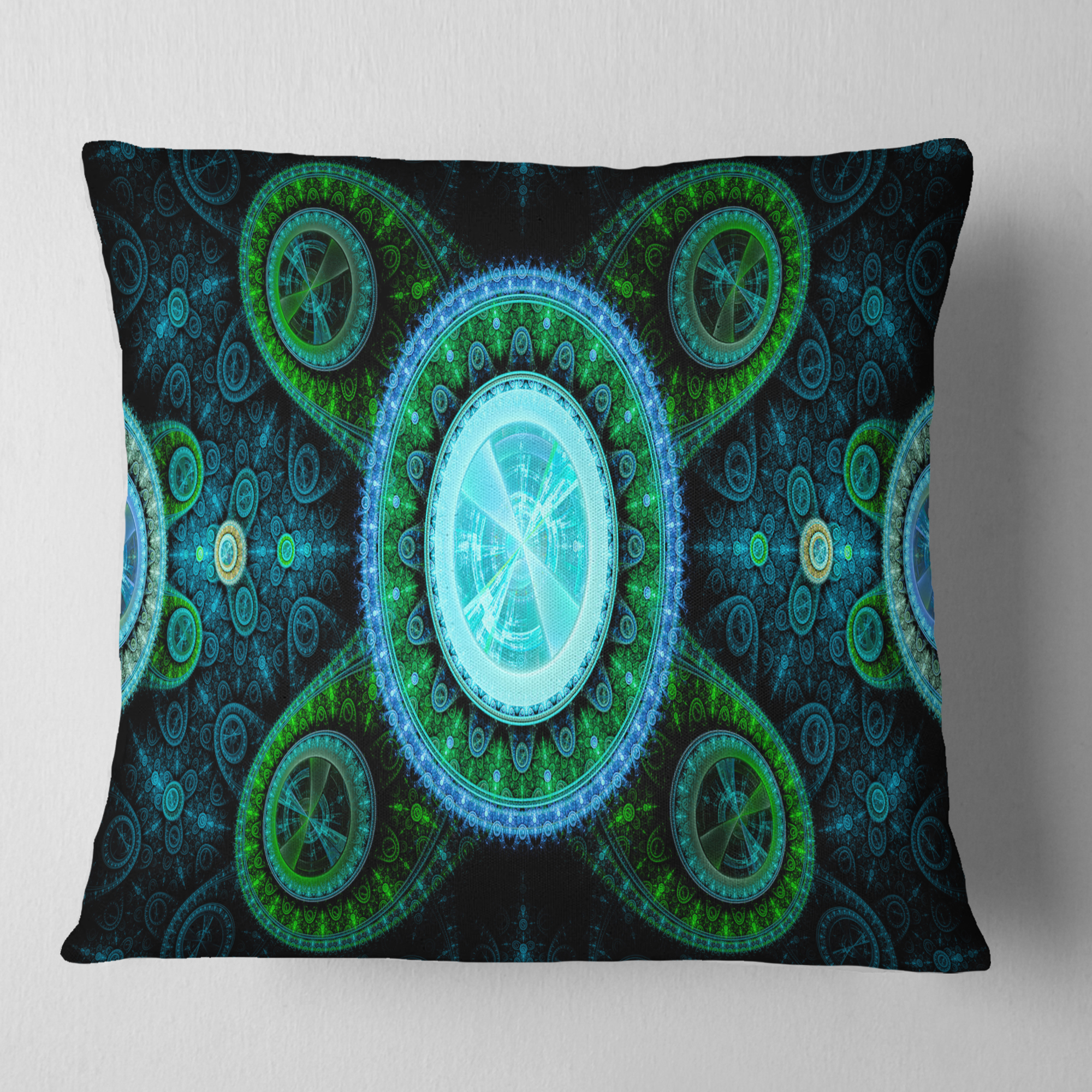 Designart Bright Blue Psychedelic Relaxing Art - Abstract Throw Pillow - 16x16