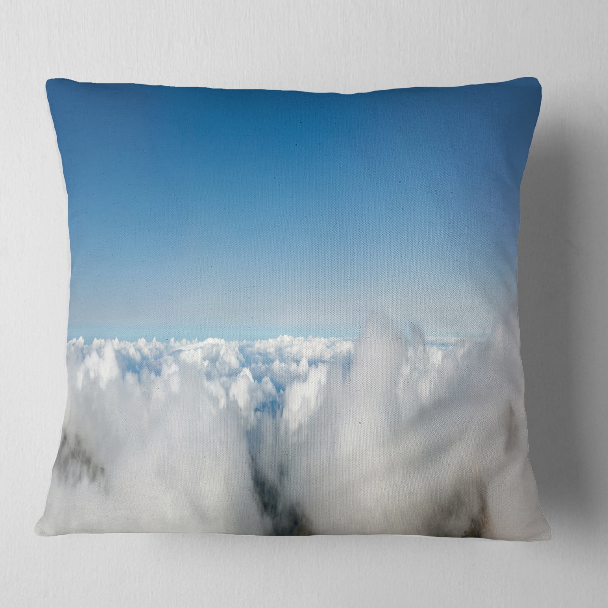 Designart Bright Blue Sky above Clouds - Contemporary Landscape Printed Throw Pillow - 18x18