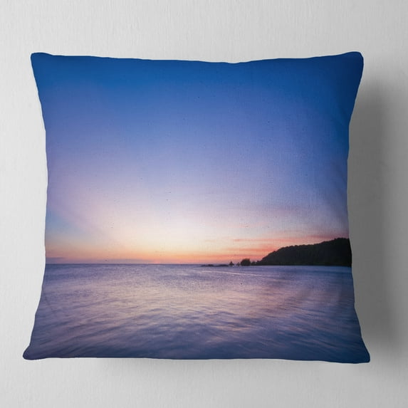 Designart Bright Blue Sky and Waters at Sunset - Seashore Throw Pillow - 18x18