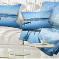 thumbnail image 1 of Designart Bright Blue Sky with Pier - Seascape Throw Pillow - 12x20, 1 of 5