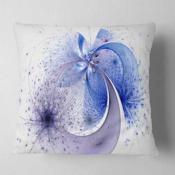 Designart Bright Blue Symmetrical Fractal Flower - Floral Throw Pillow - 18x18
