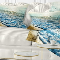 Designart Bright Blue Tranquil Seashore - Beach Photo Throw Pillow - 12x20