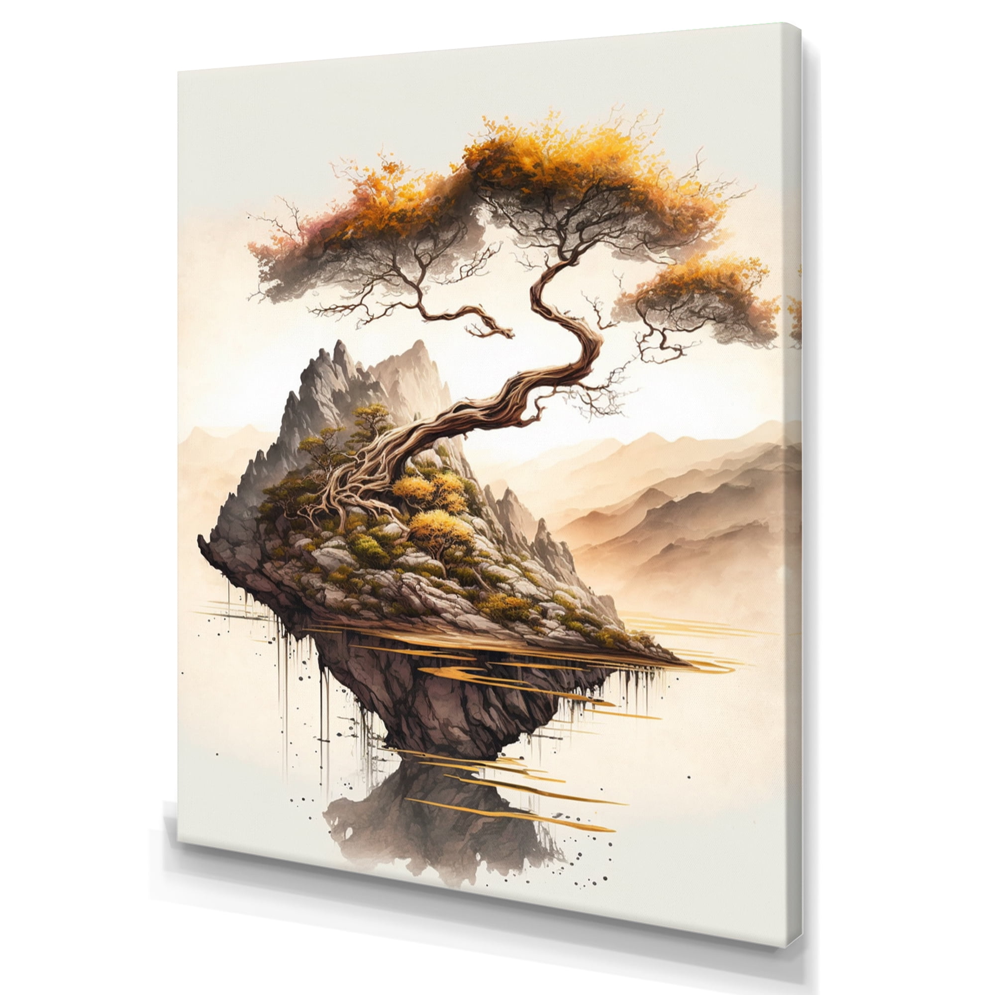 Designart Bright Bonsai Tree On Rock Canvas Wall Art - Walmart.com