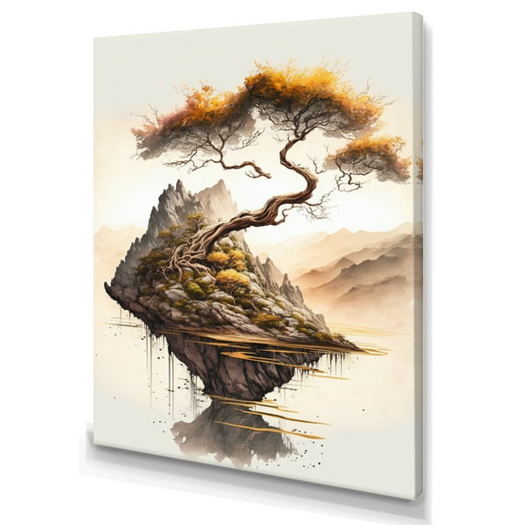 Designart Bright Bonsai Tree On Rock IV Canvas Wall Art